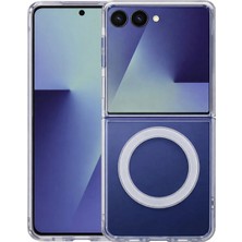 Fenza Samsung Galaxy Z Flip 7 Uyumlu Kamera Korumalı Magsafe Wireless Şarj Özellikli Lüks Şeffaf Silikon T