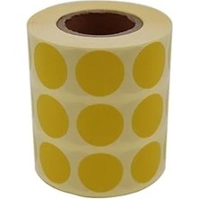 Calperia Rulo Başına 2500 Adet 25MM Kalıcı Renk Kodu Yuvarlak Etiket, 3'lü Yan Yana Sarı