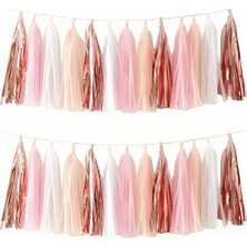 Deha Parti Dekoratif Püsküllü Süs 4.2 Metre 20 Parça Rose Gold Pembe