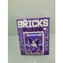 Peluvel - Bricks Puzzle Kuromi Figür 100 Parça Yapboz | 10X15 cm