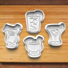 Hobist Kokteyl 4'lü Set Kurabiye ve Şeker Hamuru Kalıbı