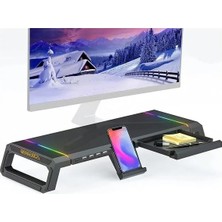 Calperia Katlanabilir Masaüstü Monitör Standı, Rgb Aydınlatmalı