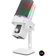 Marsilyan M6W Profesyonel Masaüstü Gaming Rgb Mikrofon 192 Khz / 24 Bit Type-C - Beyaz