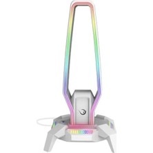 Calperia Rgb Beyaz Kulaklık Standı, Şık Tasarım ile Organize Edin