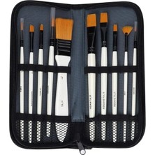 Calperia 10 Adet Sentetik Sanatçı Boya Fırçası Seti - Fermuarlı Taşıma Çantasıyla