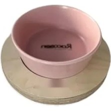 Calperia 13 cm Tek Tablalı Pembe Seramik Mama ve Su Kabı