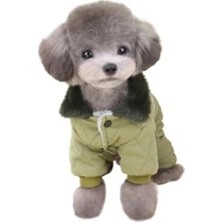 Calperia Haki Renk Kürk Yakalı Köpek Montu, Xl Boyutu