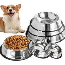 Calperia 22 cm Kaymaz Taban Paslanmaz Çelik Mama ve Su Kabı