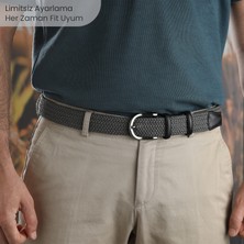 Boyd Örgü Erkek Kemeri, Uniseks Kullanıma Uygun Kemer, Hakiki Deri Aksesuarlı Elastik Erkek Kemer, 3.5 cm Genişlik
