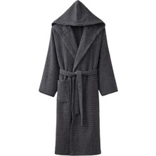 Pamuklu Kapüşonlu Bornoz Unisex Kadın Erkek Yumuşak Dokulu Premium Banyo Bornozu