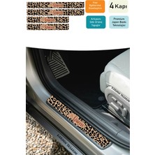 Karımın Tasarımı Queen Yazılı Leopar Desenli Karbon Kapı Eşiği Koruyucu Seti 4 Kapı – Kadınlara Özel Premium Sticker