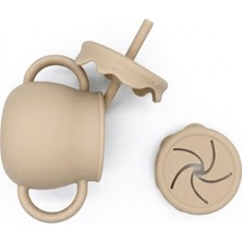 Myra Shop 3ü1 Arada Silikon Atıştırmalık Tabak, Kap, Pipetli Bardak