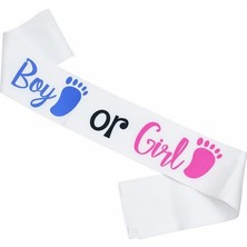 Deha Parti Kuşak Saten Cinsiyet Boy Girl Baskılı Cinsiyet Belirleme Partisi