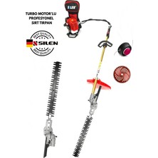 Silen Turbo Motorlu Benzinli Sırt Tırpan + Çit Budama Aparatı 6,8 Hp