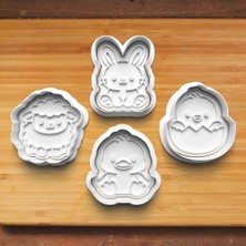 Hobist Sevimli Paskalya Hayvanları 4'lü Set Kurabiye ve Şeker Hamuru Kalıbı