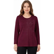 Gürkan Kadın Taşlı Desen Mevsimlik Triko Bluz BGL-ST05291