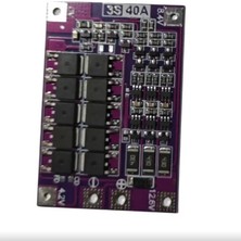 Voltaj 3s 40A Balanslı Lityum-Iyon Bms Kartı (Mor Pcb)