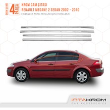 Sedan 2002-2010 Renault Megane 2 Krom Cam Çıtası 4 Parça Set