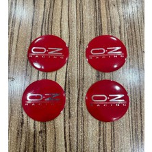 OEM Kırmızı Oz Racing Logolu Jant Göbeği Arması Sticker 56 mm 4 Adet