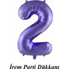 İrem Parti Dükkanı Mor Renk 2 Yaş Folyo Rakam Balon 76 cm 34 Inç