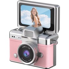 Azurtech Mini Dijital Kamera 720P Hd Flip Ekran Retro Ccd Çocuk Kamerası 64GB Hafıza Kartlı Taşınabilir Kamera