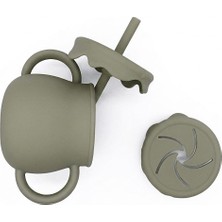 Myra Shop 3ü1 Arada Silikon Atıştırmalık Tabak, Kap, Pipetli Bardak