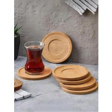 Calperia 6 Adet Bambu Çay Tabağı - Estetik ve Doğal
