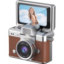 Azurtech Mini Dijital Kamera 720P Hd Flip Ekran Retro Ccd Çocuk Kamerası 64GB Hafıza Kartlı Taşınabilir Kamera