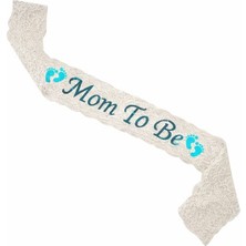 Deha Parti Mom To Be Mavi Dantelli Kuşak – Baby Shower Anne Adayı Kuşağı 144X10 cm