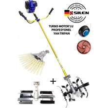 Silen Turbo Motorlu Benzinli Yan Tırpan + Çift Toprak Çapalama + Tırnaklı Zeytin & Badem Silkeleme Hasat Aparatı 6,8 Hp