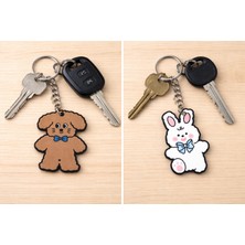 LUXMON Kawaii Bunny Bear Ahşap Çift Anahtarlık Çanta Süsü 2 Adet