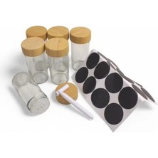 Calperia 6'lı Etiketli Cam Baharat Kavanozu Seti