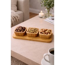 Nokka 3’lü Bambu Sunumluk Seti Çerezlik Kahvaltılık Bambu Servis Tabağı Şık Sunum Tepsisi