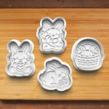 Hobist Paskalya Tavşanları 4'lü Set 2026 Kurabiye ve Şeker Hamuru Kalıbı