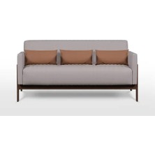 Vivense Chiron Siyah Metal Ayaklı Üçlü Kanepe, Kahve