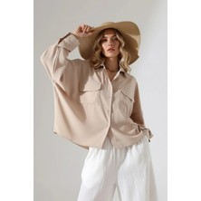 Oversize Maroken Gömlek - Kapaklı Cepli Bol Kalıp