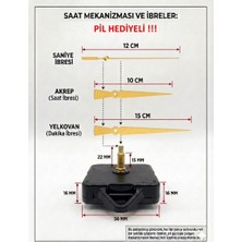Silva Nature Akar Saat Mekanizması Sessiz Duvar Saat Mekanizması 22 mm Şaft -Modern Akrep-Yelkovan-Saniye-Askılı