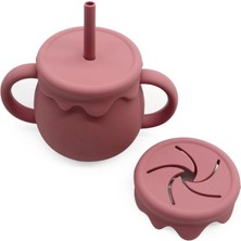 Myra Shop 3ü1 Arada Silikon Atıştırmalık Tabak, Kap, Pipetli Bardak