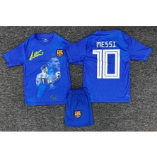 Rodak Spor Leo Messi Özel Tasarım Barcelona Mavi Şortlu Çocuk Forması