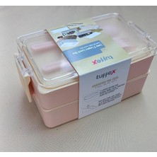 A&A 2 Katlı Beslenme Kabi & Lunch Box Çatal ve Kaşıklı Yemek Taşıma Kabı 600ML