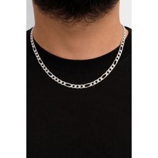 Siset Gümüş 925 Ayar Rodyum  Kaplama   4 mm  Figaro  Erkek  Gümüş  Kolye