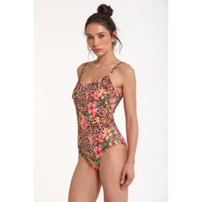 Argento Ince Askılı Çiçek Desenli Mayo 0009-3015