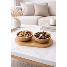 Nokka Bambu 2’li Kase ve Sunum Tabağı Seti – Şık Sunumluk, Çerezlik & Ikramlık Seti