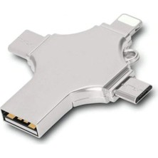 Epilons 64 GB Çok Fonksiyonlu USB Flash Bellek OTG 4in1 Type-C Micro SD ve Kart Okuyucu Hızlı Veri Aktarımı