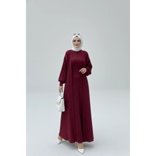 Kadın Yeni Sezon Bordo Fitilli Triko Ikili Takım | Balon Kollu Uzun Hırka ve Elbise Seti