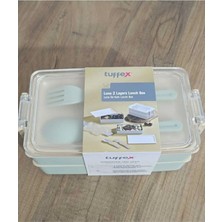 A&A 2 Katlı Beslenme Kabi & Lunch Box Çatal ve Kaşıklı Yemek Taşıma Kabı 600ML