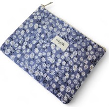 Estrella Paris Bloom Portföy & Clutch El Çantası Tablet Çantası Makyaj Çantası Papatya Mavi 25 x 19 cm
