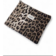Estrella Paris Bloom Portföy & Clutch El Çantası Tablet Çantası Makyaj Çantası Leopar 25 x 19 cm