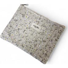 Estrella Paris Bloom Portföy & Clutch El Çantası Tablet Çantası Makyaj Çantası Papatya Bej 25 x 19 cm