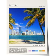 Zestia Poster Miami Palmiye Sahili Şehir Manzarası Salon Dekoru